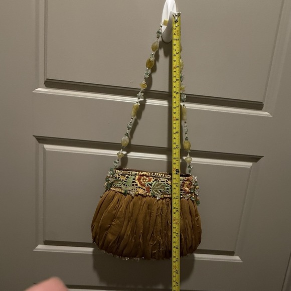 Mary Frances Beaded Silk Handbag Embroidered Birds Floral Gemstone Strap - Picture 7 of 11
